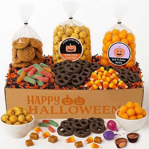Goodland Farms Halloween Trick or Treat Gift Box, Candy and Snacks Care Package Assortment for Boys Girls College Students Office Children Kids