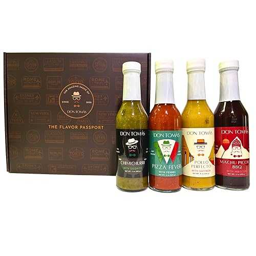 Don Tom・・s The Flavor Passport Gourmet Sauces Gift Set - Shishito Chimichurri, Pizza Fever, Pollo Perfecto, Machu Picchu BBQ DON TOM・・S, Don Tom s The Flavor Passport Gourmet Sauces Gift Set - Shishito Chimichurri, P