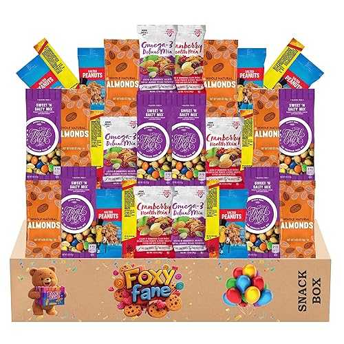 Foxy Fane 30 Count Healthy Snack Care Package Premium Variety Snack Gift Box with Nuts, Jerky \u0026 High Protein Snacks, Low Carb Snack Pack for Christmas, New Year, Office, College, Travel \u0026 Gift Basket
