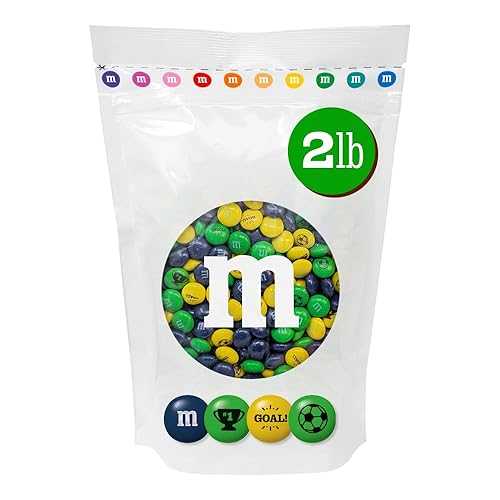 M\u0026M\u0027S WORLD M\u0026M\u0027S Brazil Soccer Championship Bulk Chocolate Candy, 2 重量ポンド Bag, Green, Yellow, and Dark Blue Candies for Soccer Party Decor, Gifts, Favors, or Soccer Theme Birthday Celebration