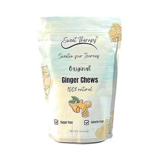 Sweet Therapy Ginger Chews Sugar Free - Sugar free ginger candy - Zero Sugar Candy - Healthy snacks - Calorie free candy - 1LB - Original flavor.