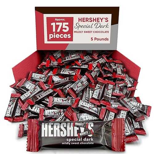 CHAIN \u0026 JO SWEETS Special Dark Mildly Sweet Chocolate - 5 Pounds Approx 175 Halloween Candy Bulk Individually Wrapped - Dark Chocolate Snack Size Candy Bars - Halloween Treats for Sharing With Family and Friends