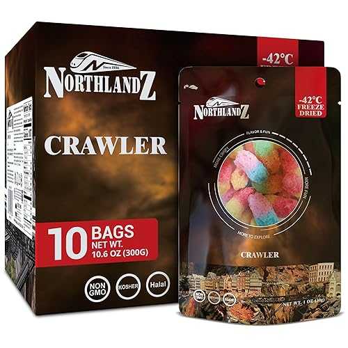 Himalayan Chef NORTHLANDZ Freeze Dried CRAWLER CANDY / Sweet \u0026 Sour Gummy Candy with a Crunch / 1薬局衡オンス/each 10-Pack / Intense Fruit Flavors / Unique Freeze-Dried Snack Treat