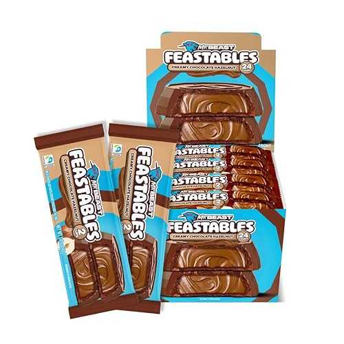 MrBeast Feastables Hazelnut Cups, 24 Count, Milk Chocolate with Creamy Hazelnut Filling, 2-Cup Packs, Fairtrade Cocoa