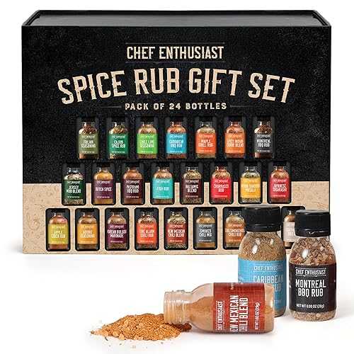 Holiday Gift Grilling Spices \u0026 Seasoning Set - 24 Unique Gourmet BBQ Spice Rub Sampler (Kosher) - Gift Set for Birthday, Anniversary, Men, Dads, Husbands - By Chef Enthusiasts