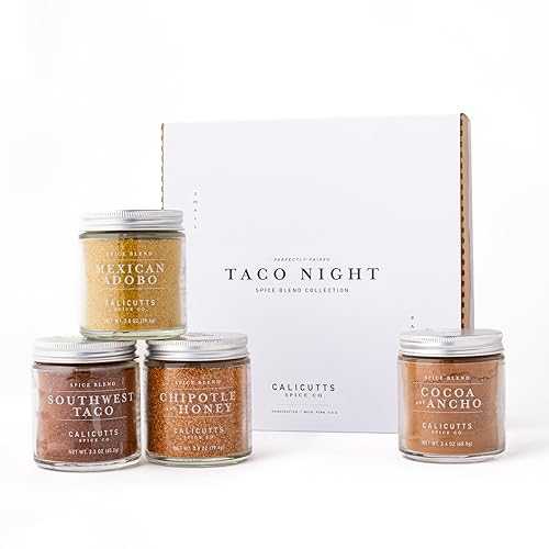 Calicutts Spice Co. Calicutts Taco Night Spice Gift Set Cocoa and Ancho Chipotle and Honey Mexican Adobo and Southwest Taco Blends Elevates Family Dinner with Authentic Mexican Flavor 4 Pack