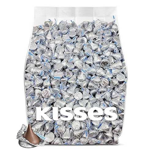 Yummy Chew Bulk Kisses Milk Chocolate Candy - 200 Silver Kisses Chocolate Individually Wrapped - Chocolate Kisses Candy Bulk - Bulk Chocolate for Weddings, Party Favors, Candy Buffets, \u0026 Office Treats - 2 Pounds