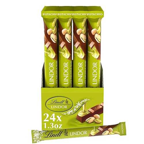 Lindt LINDOR Pistachio Milk Chocolate Candy Truffle Stick, 1.3 薬局衡オンス., Pack of 24