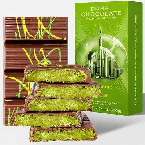 Yelgna \u0026 Moust Dubai Chocolate Bar Pistachio I Viral Chocolate Bar with Pistachio Cream and Kataifi, 7.05 薬局衡オンス (200gr) Packaging may vary