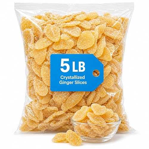 Triplenet Pricing Crystallized Ginger Slices, Sweet \u0026 Spicy Dried Ginger Treat, 5 重量ポンド