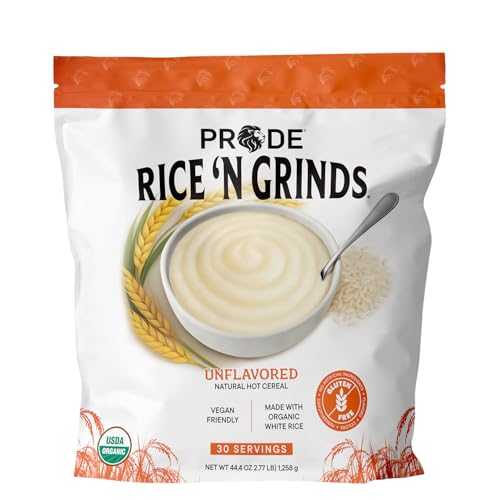 Pride Foods Rice \u0027N Grinds Hot Cereal - Gluten-Free, Non-GMO, Vegan-Friendly, Natural Rice Breakfast, Quick \u0026 Easy Hot Meal, Low-Fat Comfort Food, 30 Servings, Unflavored Pride Foods est 2018 Pride Foods Rice \u0027N
