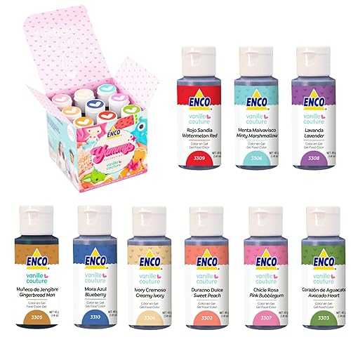 ENCO Yummy Collection 9 Food Coloring Gel Set 1.41 薬局衡オンス each (40 g) includes Cookie Decoration Guide