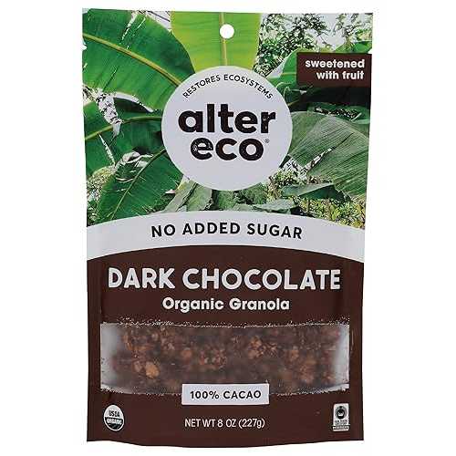 Alter Eco Organic Dark Chocolate Granola, No Artificial Sweetener, 8 Ounce (Pack of 6)