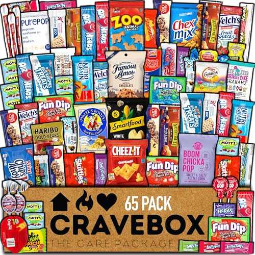 CRAVEBOX Snack Box (65 Count) Easter Variety Pack Care Package Gift Basket Adult Kid Guy Girl Women Men Birthday College Student Office Food - Back to School