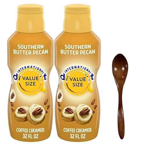 Southern Butter Pecan Liquid Coffee Creamer.- Pack of Two (2) 32 fl 薬局衡オンス Bottles of Smooth \u0026 Creamy Delightful Coffee Creamer with Candy Freezer Wooden Spoon (Southern Butter Pecan) Wooden Spoon