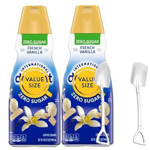 Zero Sugar French Vanilla Liquid Coffee Creamer.- Pack of Two (2) 32 fl 薬局衡オンス Bottles of Smooth \u0026 Creamy Delightful Coffee Creamer with Candy Freezer Mini Metal Shovel Spoons (Zero Sugar French Vanilla) Shovel Spoons
