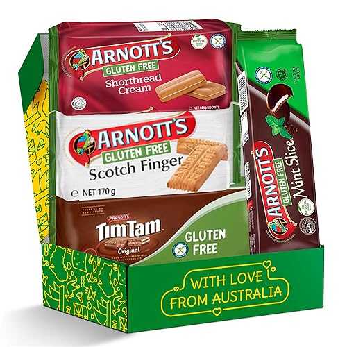 Treats from Home Gluten Free Snack Box \u0026 Gift Basket Biscuit Variety Pack for Adults 4-Pack Australian Favorites: Scotch Finger, Mint Slice \u0026 Shortbread Creams Celiac Friendly Care Package
