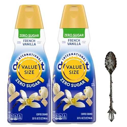 Zero Sugar French Vanilla Liquid Coffee Creamer.- Pack of Two (2) 32 fl 薬局衡オンス Bottles of Smooth \u0026 Creamy Delightful Coffee Creamer with Candy Freezer Gem Spoon (Zero Sugar French Vanilla) Gem Spoon