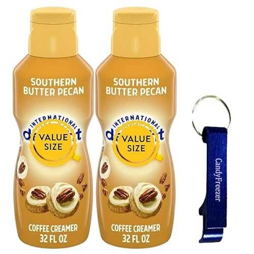 Southern Butter Pecan Liquid Coffee Creamer.- Pack of Two (2) 32 fl 薬局衡オンス Bottles of Smooth \u0026 Creamy Delightful Coffee Creamer with Candy Freezer Bottle Opener Keychain (Southern Butter Pecan) Keychain