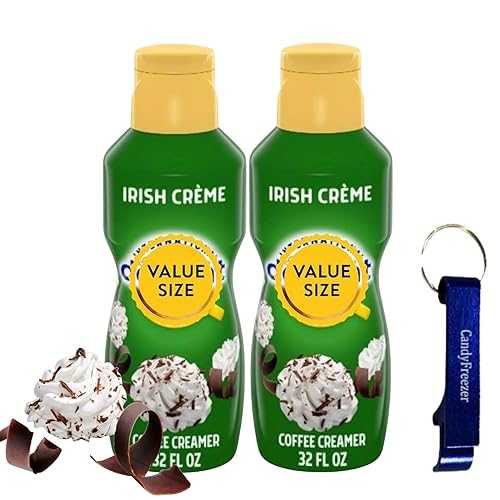 Irish Creme Liquid Coffee Creamer.- Pack of Two (2) 32 fl 薬局衡オンス Bottles of Smooth \u0026 Creamy Delightful Coffee Creamer with Candy Freezer Bottle Opener Keychain (Irish Creme) Keychain