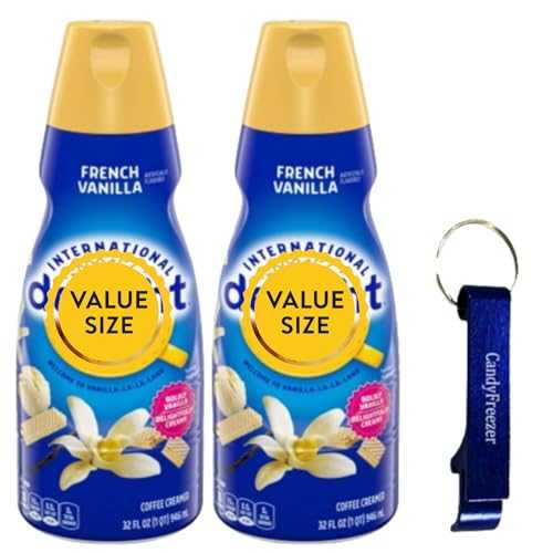 French Vanilla Liquid Coffee Creamer.- Pack of Two (2) 32 fl 薬局衡オンス Bottles of Smooth \u0026 Creamy Delightful Coffee Creamer with Candy Freezer Bottle Opener Keychain (French Vanilla) Keychain