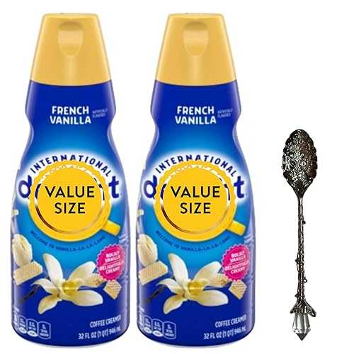 French Vanilla Liquid Coffee Creamer.- Pack of Two (2) 32 fl 薬局衡オンス Bottles of Smooth \u0026 Creamy Delightful Coffee Creamer with Candy Freezer Gem Spoon (French Vanilla) Gem Spoon