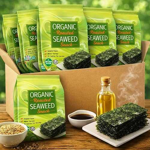 Generic Seaweed Organic Roasted Sesame Flavor Nori Sheets - Vegan Gluten Free Kosher Sea Weed Snack - Crispy Plant Based Low Calorie Lunchbox Office Party Treat Bulk (10 Bags)