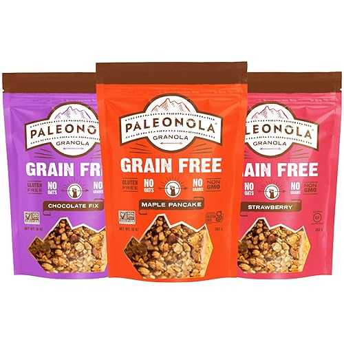 Paleonola Grain Free Granola, Variety Pack of 3 (10薬局衡オンス Resealable Bag Each) - Strawberry, Chocolate Fix and Maple Pancake - Low Carb Paleo Granola with Nuts and Seed - Non-GMO, Gluten \u0026 Dairy Free