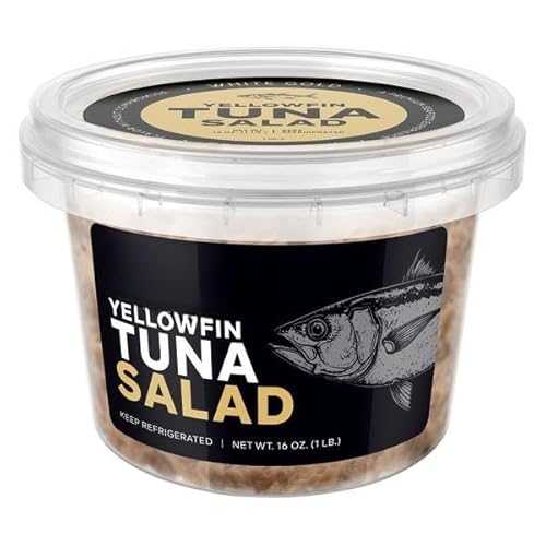 Generic Yellowfin Tuna Salad, Albacore Tuna, Vegan Mayo (expeller pressed sunflower seed oil, water, garlic powder, ground mustard seed), Celery, Red Onion, Jalapeno Pepper. [ 16 薬局衡オンス, 1 pound ]