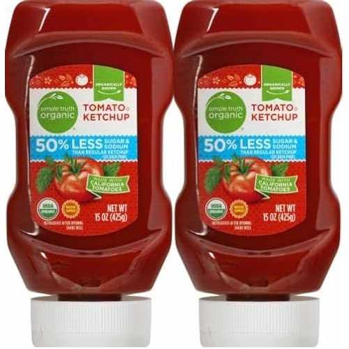 Generic Pack Of 2 Organic Tomato Ketchup 50% less Sugar \u0026 Sodium 15 薬局衡オンス.