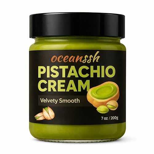 OceanSSH Pistachio Spread 30% Pistachios Creamy Sweet Spread for Toast, Desserts, Baking \u0026 Snacks 7 薬局衡オンス (200g)