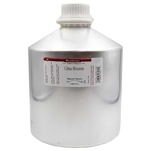 Lorann Oils Super Strength Citrus Blossom Flavoring, 1 Gallon, Concentrated Liquid for Beverages, Ideal for Crafting Artisanal Sodas, Enhances Cocktails and Teas, USA Made