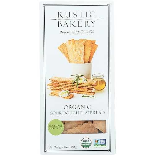 Rustic Bakery Organic Rosemary and Olive Oil Flavored Sourdough Flatbread, Vegan, Non GMO, 6 Ounce (Pack of 12)
