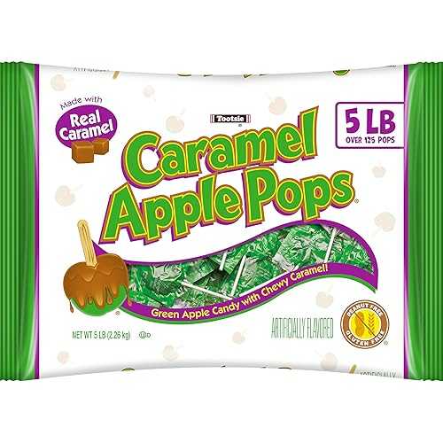 Tootsie Roll Caramel Apple Pops - Caramel Covered Green Apple Candy Lollipops - Bulk Gluten Free Candy - 5 Pound Bag of Caramel Apple Suckers, 125 Count
