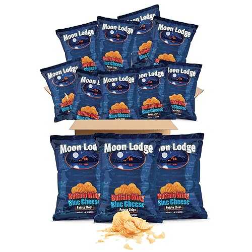 BraveGoods Moon Lodge 12 Pack Buffalo Wings Potato Chips Kosher \u0026 Halal Snacks for All Ages, Perfect for Parties \u0026 Movie Nights (1.5 Oz)