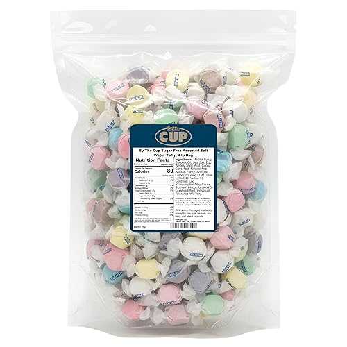 By The Cup Sugar Free Assorted Salt Water Taffy, 4 重量ポンド Bag