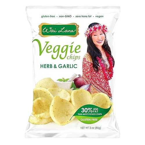 Veggie Chips Herb \u0026 Garlic (12 Pack of 3 Ounce Individual Bags) - Gluten Free, Non-GMO, Vegan, Zero Trans Fats Wai Lana