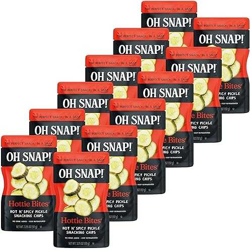 OH SNAP! Hottie Bites (12 Pack) - Hot N\u0027 Spicy Pickle Snacking Cuts - Fresh Packed Ready To Eat Spicy Pickle Bites - Gluten-Free, Fat-Free, Made With Non-GMO Veggies - Delicious \u0026 Healthy Snack