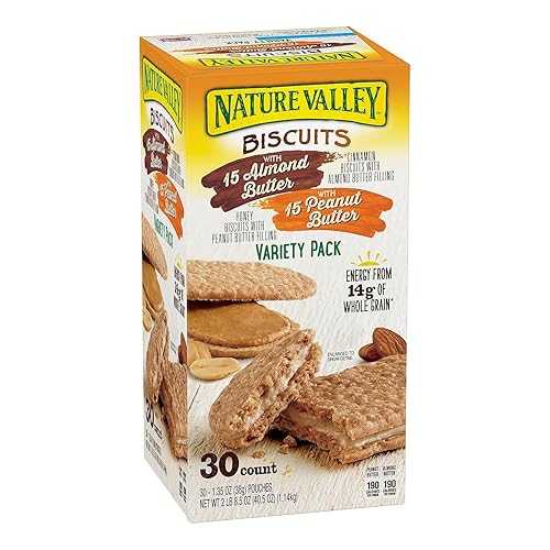 Nature Valley Biscuit Sandwich Variety, Almond Butter \u0026 Peanut Butter, 30 Count