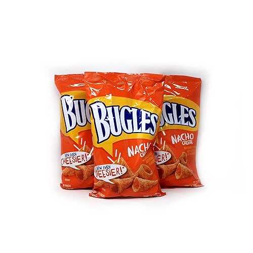 JFS Bugles Nacho Cheese Corn Chips (3 Bags) 7.5 薬局衡オンス