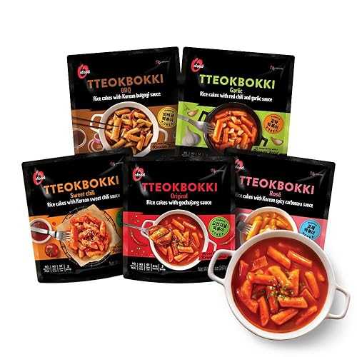 O food Tteokbokki Variety Pack, Pack of 5, Instant Korean Rice Cakes, Authentic Spicy Street Food, Ready to Eat, No MSG, No Corn Syrup