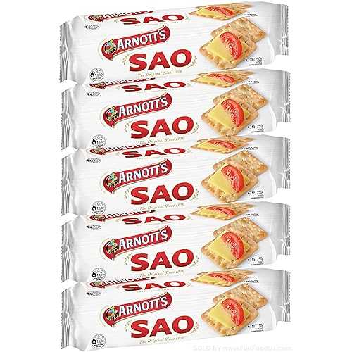 ARNOTT\u0027S Original SAO Crackers (Value Pack Of 5 x 250g Ea) Since 1906 Family Favourites