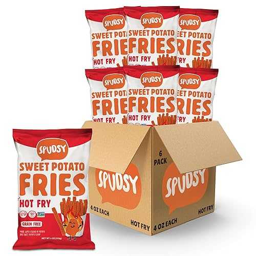 Spudsy Hot Fries - Spicy Sweet Potato Fries / Vegan, Gluten Free Veggie Straws / Plant-Based, Non-GMO, Kosher, Superfood Snack / 6 Pack, 4 薬局衡オンス Bags