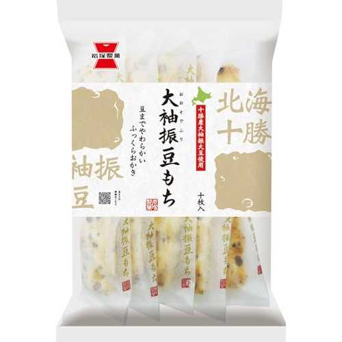JP Iwatsuka Osodefuri Mame Mochi Bean Rice Snack 10パソコン (Pack of 6), Soft Okaki Rice Crackers with Tokachi Soybeans, MADE IN JAPAN, Limited Stock