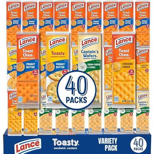 ELI\u0026VAL Sandwich Crackers Variety Pack, 40 Individual Snack Bags - Quality Lance Snacks, Featuring Toasty, Toastchee \u0026 Captain\u0027s Wafers