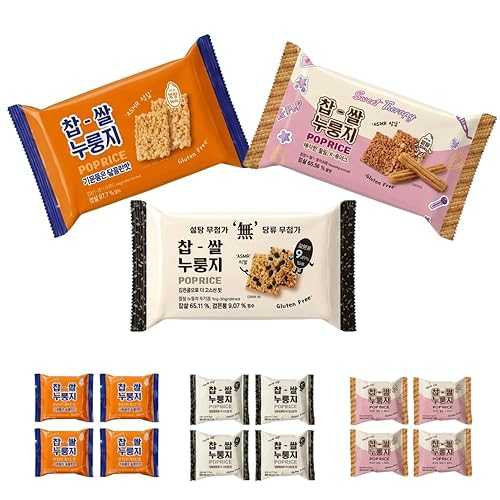 K-Herb Korean Pop Rice Crackers Variety Pack ( Mix Set) 3 Flavor Sampler: Black Bean Unsweetened, Sweet Churro, \u0026 Original Sweet Crispy Glutinous Rice Snack, ASMR Texture, Individually Packed (3-Flavor Variety Mix