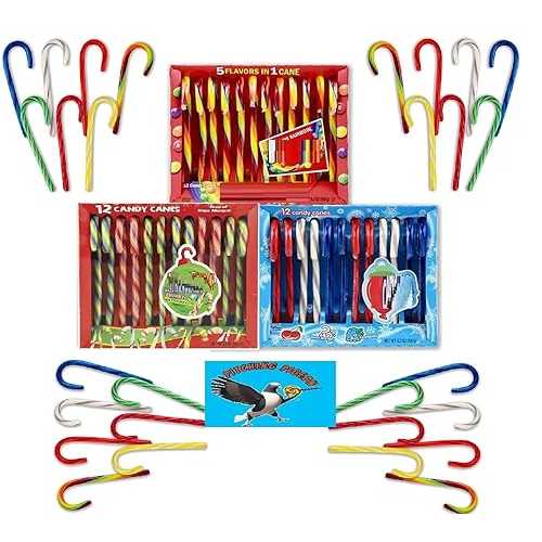 PITCHING PIGEON DumDums, AirHeads, and Skittlles Candy Canes 36 Count Assorted Fruity Flavor Holiday Candy Canes, Individually Wrapped Christmas Stocking Stuffers