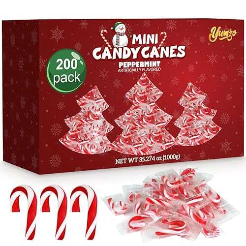 Yumzo Christmas Mini Candy Canes Classic Red \u0026 White Peppermint Flavor for Holiday Family Indulgement - Small Candy Canes Individually Wrapped for Kids \u0026 Adults, Great Candy Cane Gift Set (200 Count)