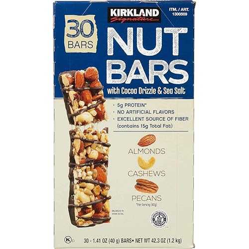 Gardenpick Kirkland Signature Nut Bars with Cocoa Drizzle \u0026 Sea Salt, 1.41 薬局衡オンス, 30 コンピュータ断層撮影法