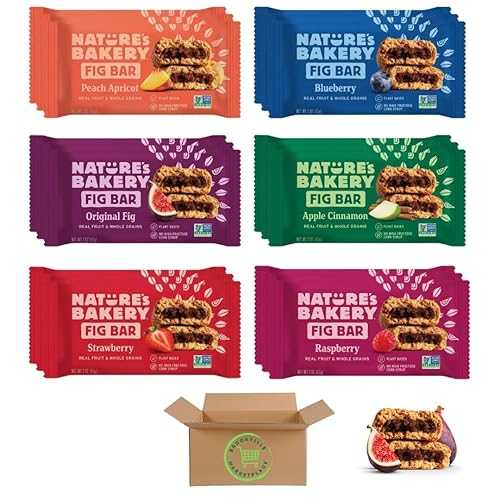 Nature s Bakery Whole Wheat Fig Bars Variety Pack, 18 Count, 6 Flavor Assortment, Healthy Snack Bars, Non-GMO, Vegan, Packed by Brookville Marketplace